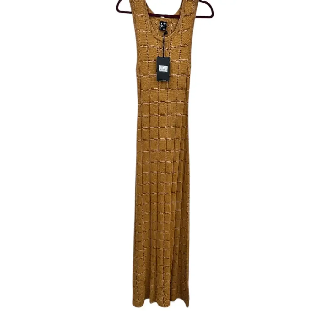 NWT Afends Femme Hemp Knit Maxi Dress In Mustard - Picture 2 of 6